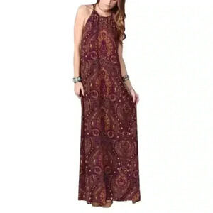 Show Me Your‎ Mumu Flirtini Halter Maxi Dress in Princess Plum Size M
